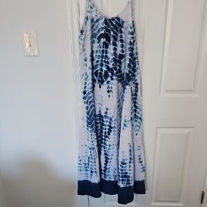 NATURAL LIFE Blue and White Tie-Dye Maxi Dress XS/S